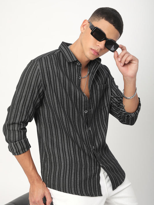 Monochrome Vertical Chalk Striped Shirt