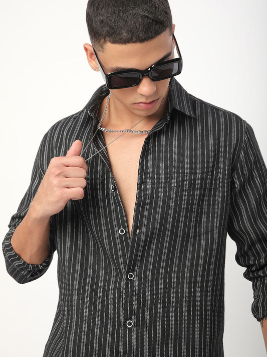 Monochrome Vertical Chalk Striped Shirt