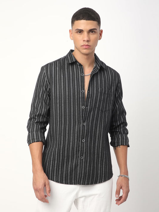 Monochrome Vertical Chalk Striped Shirt