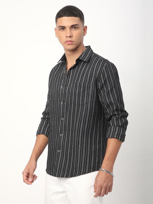 Monochrome Vertical Chalk Striped Shirt