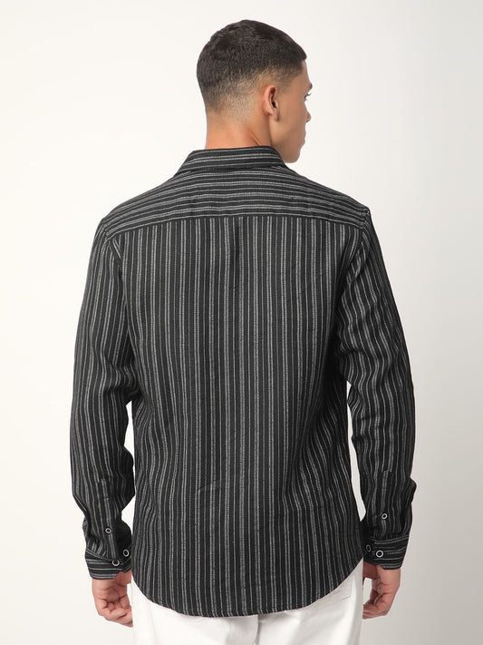 Monochrome Vertical Chalk Striped Shirt
