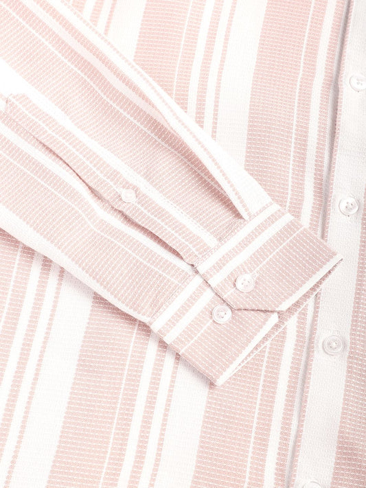 Peachy Pink Waffle Striped Shirt