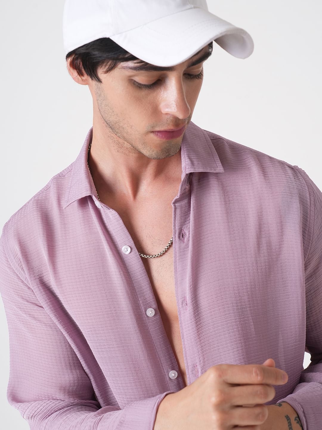 Lilac Textured Chiffon Shirt