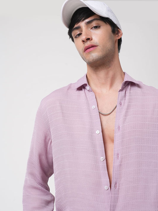 Lilac Textured Chiffon Shirt