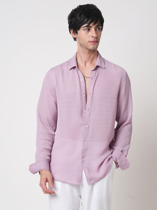 Lilac Textured Chiffon Shirt