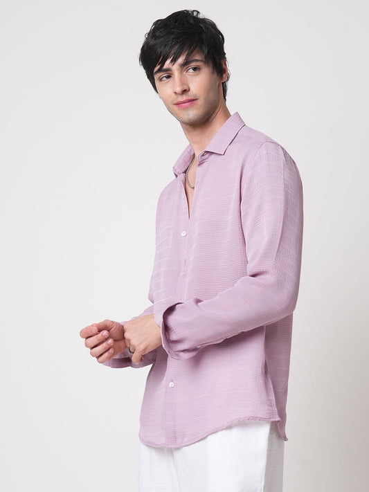 Lilac Textured Chiffon Shirt
