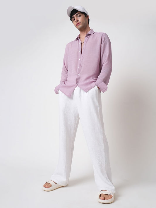 Lilac Textured Chiffon Shirt