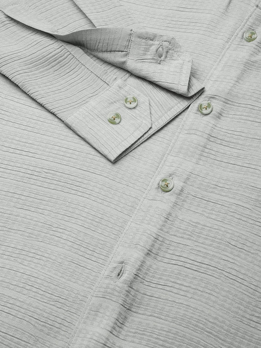 Tea Green Textured Chiffon Shirt