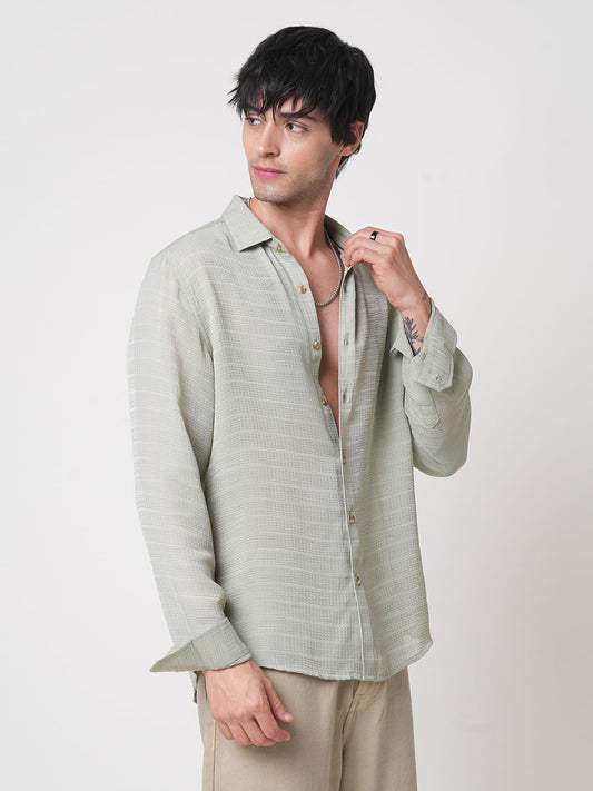 Tea Green Textured Chiffon Shirt
