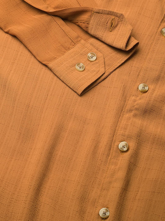 Tangerine Textured Chiffon Shirt