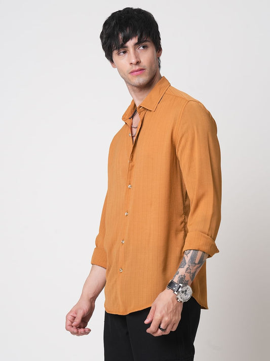 Tangerine Textured Chiffon Shirt