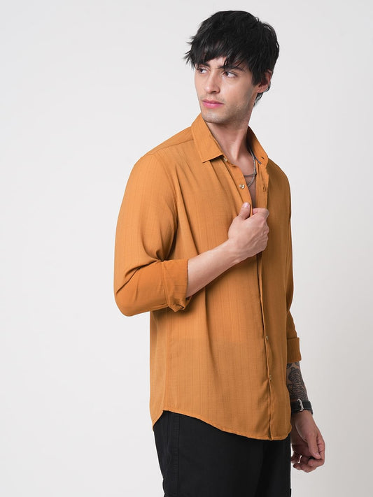 Tangerine Textured Chiffon Shirt