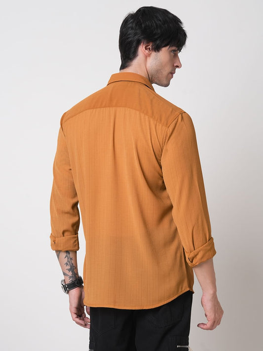 Tangerine Textured Chiffon Shirt