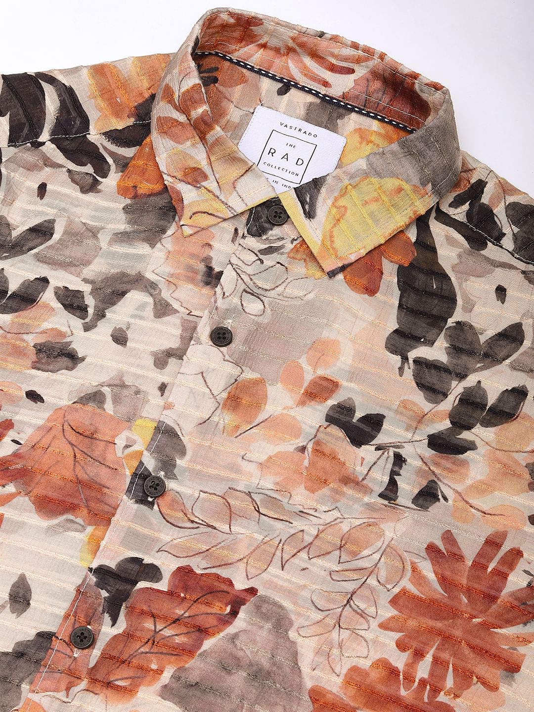 Multicolour Artistic Floral Printed Dobby Shirt
