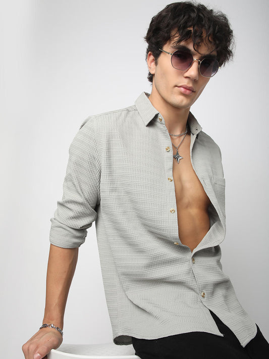 Refined Grey Mine Quad Textured Shirt