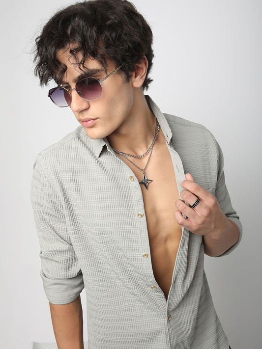 Refined Grey Mine Quad Textured Shirt