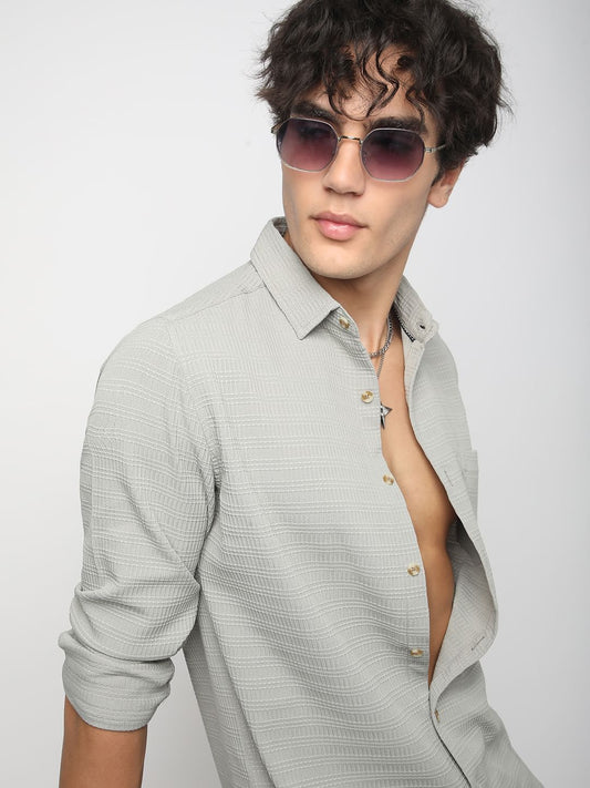 Refined Grey Mine Quad Textured Shirt