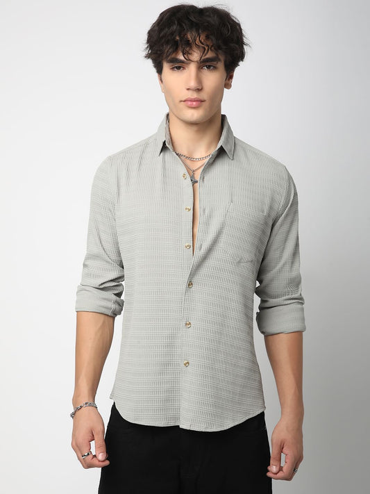 Refined Grey Mine Quad Textured Shirt