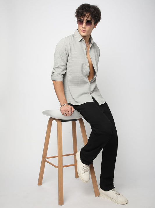 Refined Grey Mine Quad Textured Shirt