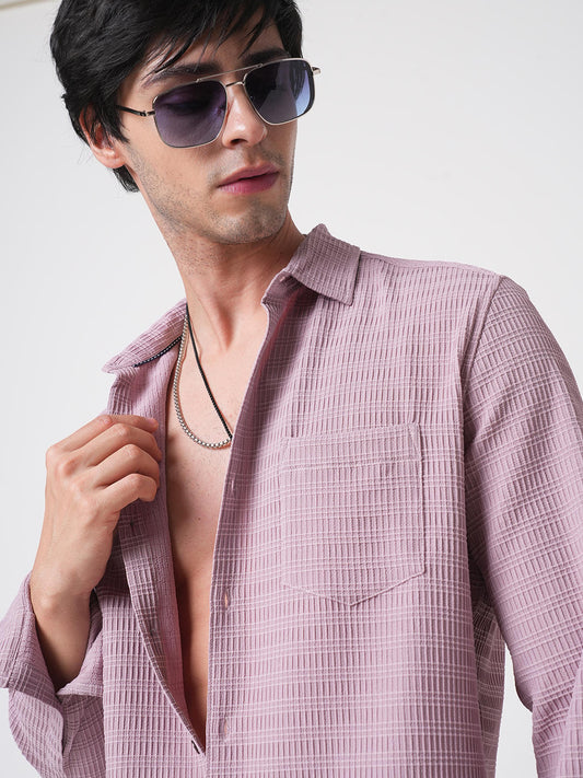 Pastel Pink Tiny Box Textured Shirt