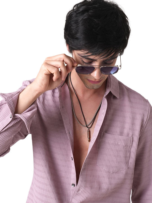 Pastel Pink Tiny Box Textured Shirt