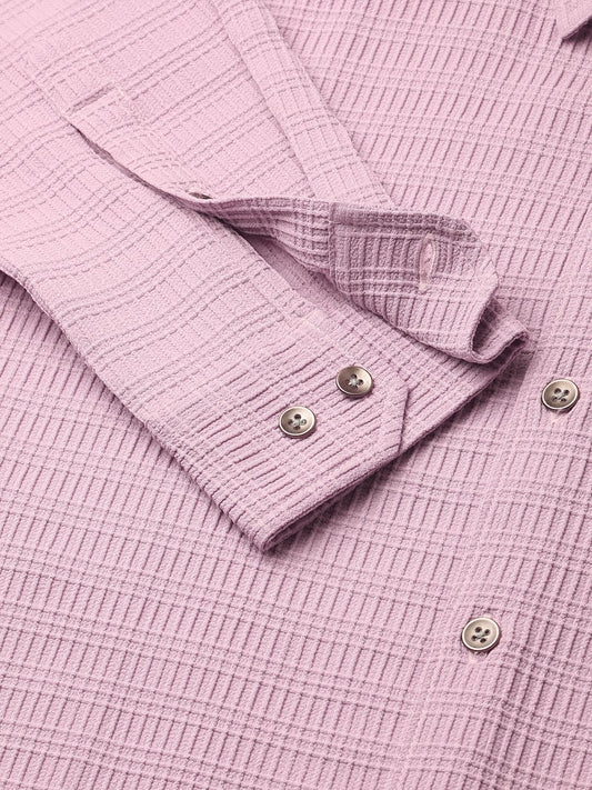 Pastel Pink Tiny Box Textured Shirt