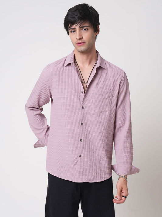Pastel Pink Tiny Box Textured Shirt