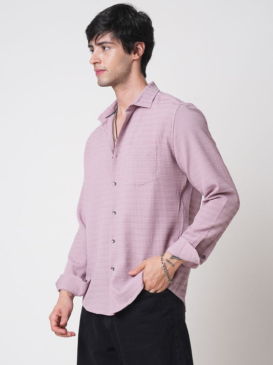 Pastel Pink Tiny Box Textured Shirt