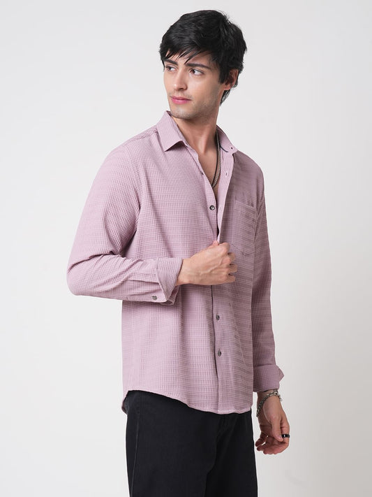 Pastel Pink Tiny Box Textured Shirt
