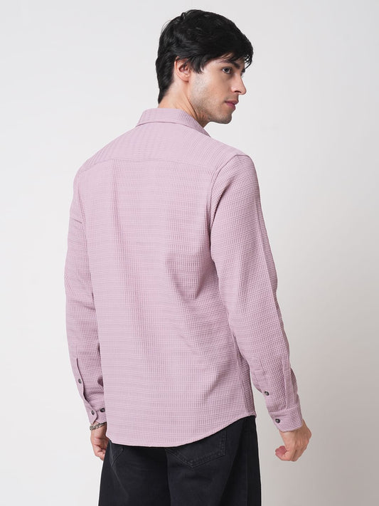 Pastel Pink Tiny Box Textured Shirt