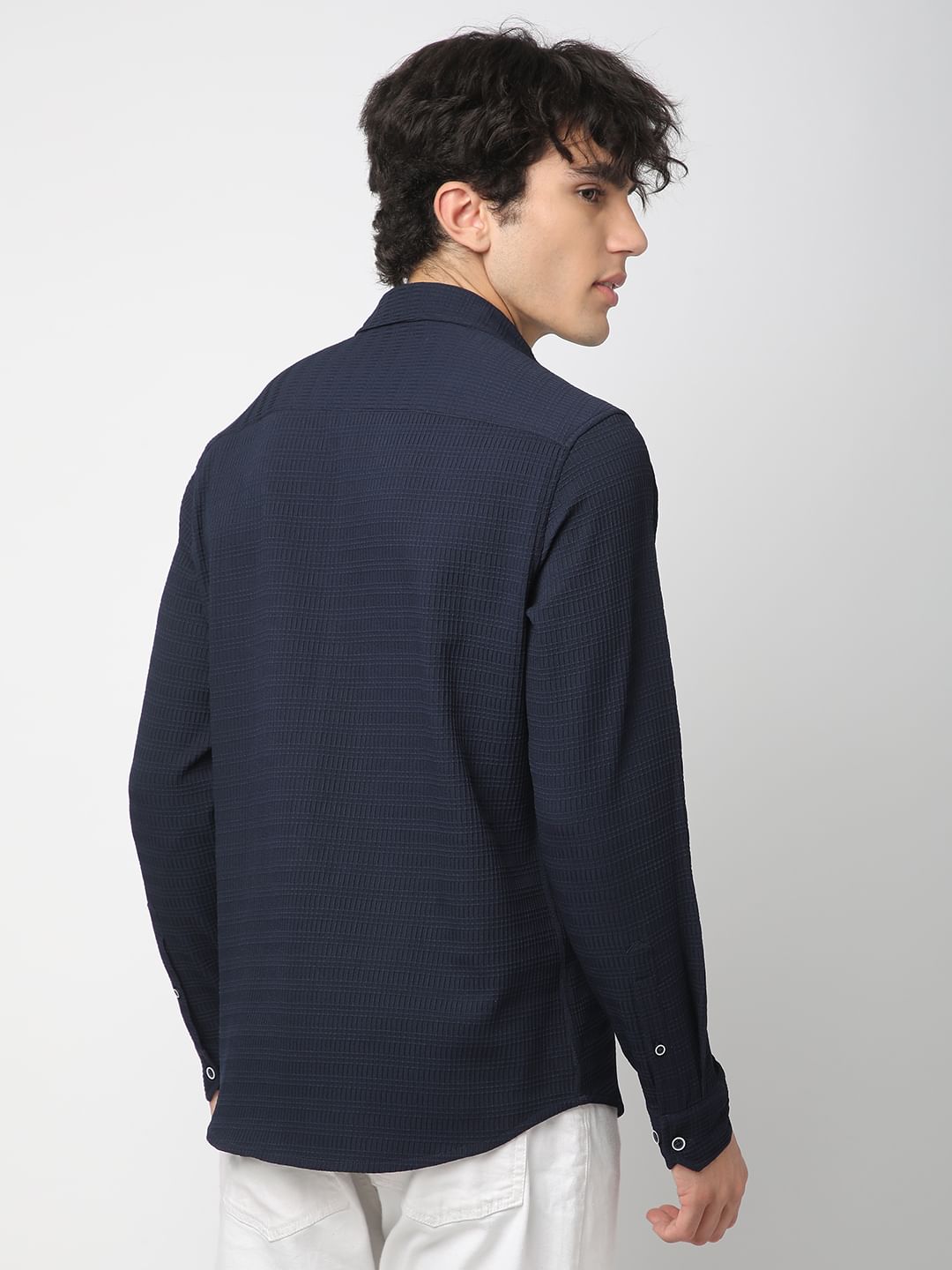 Refined Navy Mini Quad Textured Shirt