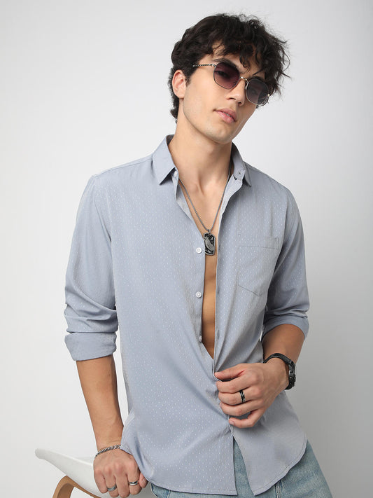 Minimalist Grey Dobby Shirt