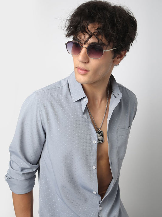 Minimalist Grey Dobby Shirt