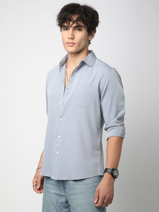 Minimalist Grey Dobby Shirt