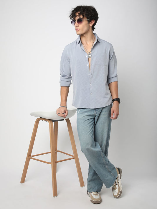 Minimalist Grey Dobby Shirt