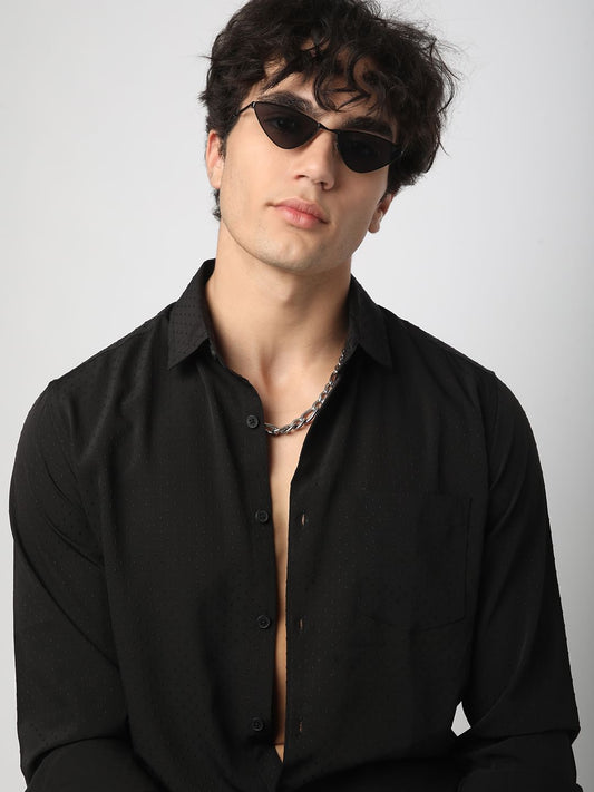 Minimalist Black Dobby Shirt