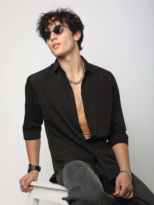 Minimalist Black Dobby Shirt