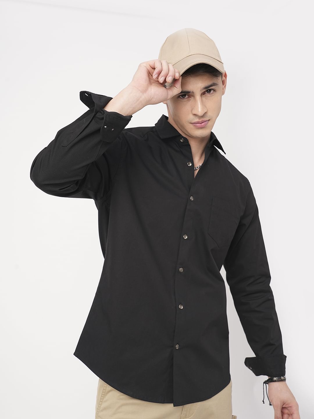 Black Elegant Ribstop Overshirt