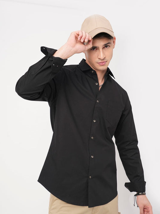 Black Elegant Ribstop Overshirt