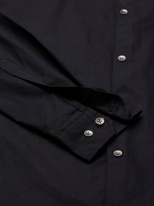 Black Elegant Ribstop Overshirt