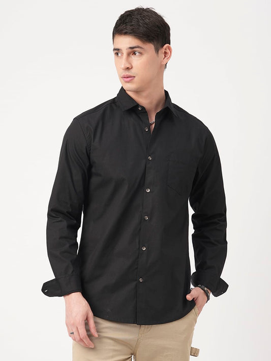 Black Elegant Ribstop Overshirt