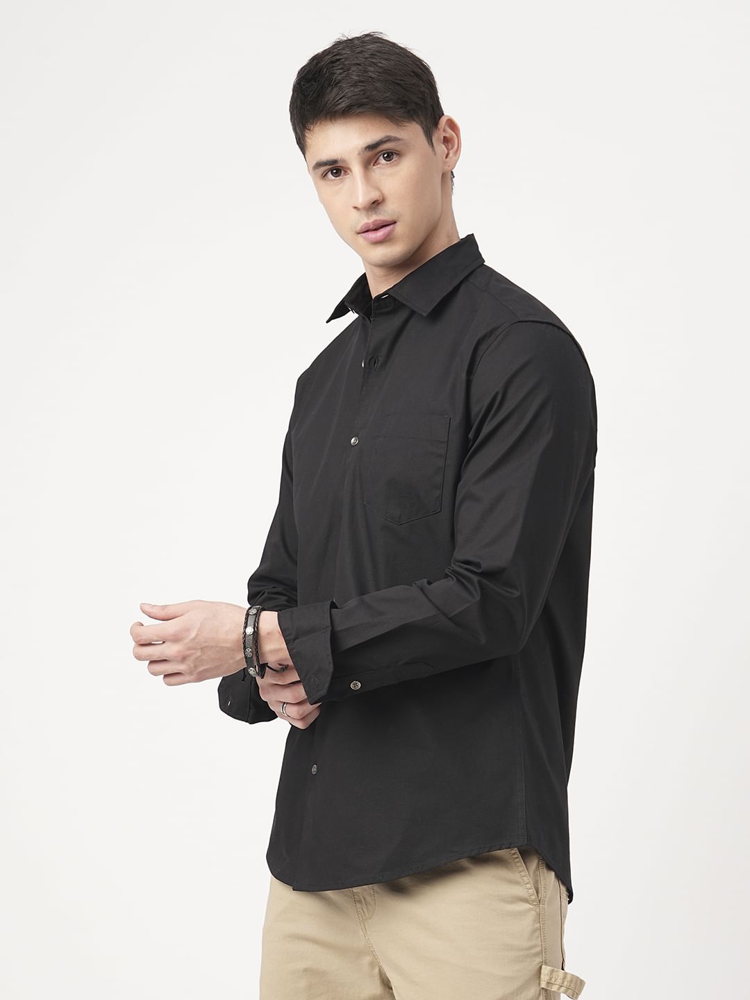 Black Elegant Ribstop Overshirt