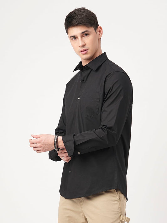 Black Elegant Ribstop Overshirt