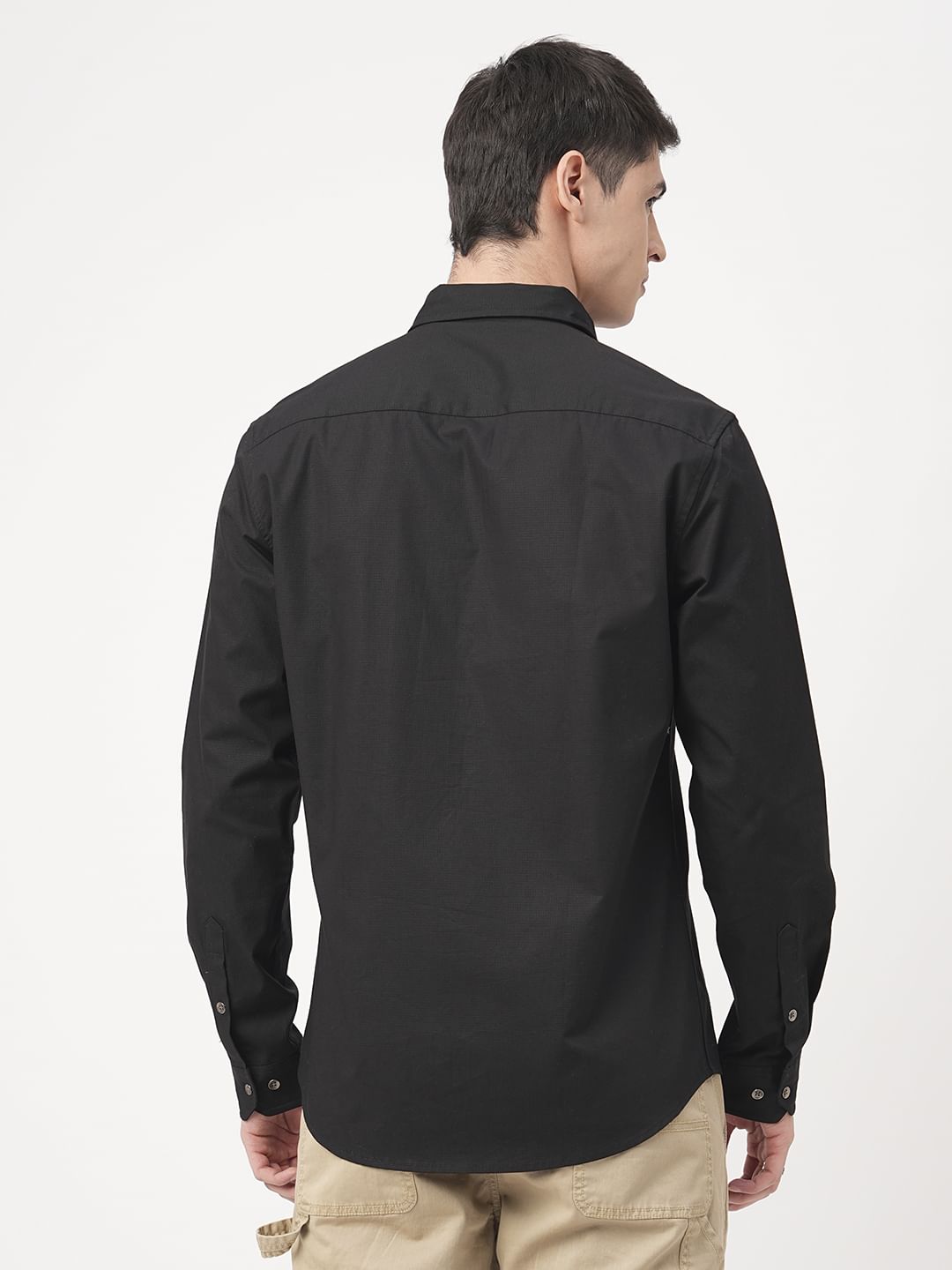 Black Elegant Ribstop Overshirt