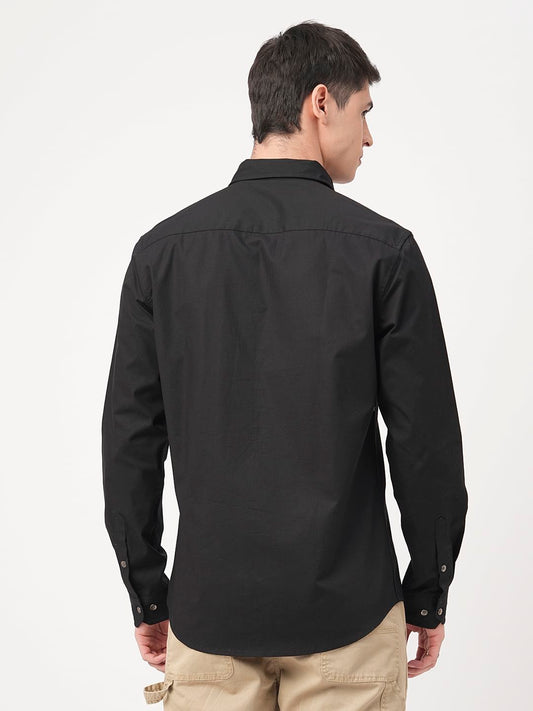 Black Elegant Ribstop Overshirt