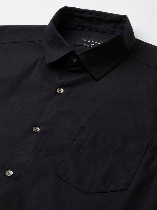 Black Elegant Ribstop Overshirt