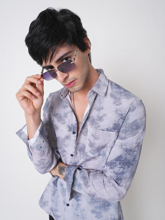 Multicolour Tie & Dye Printed Creased Shirt