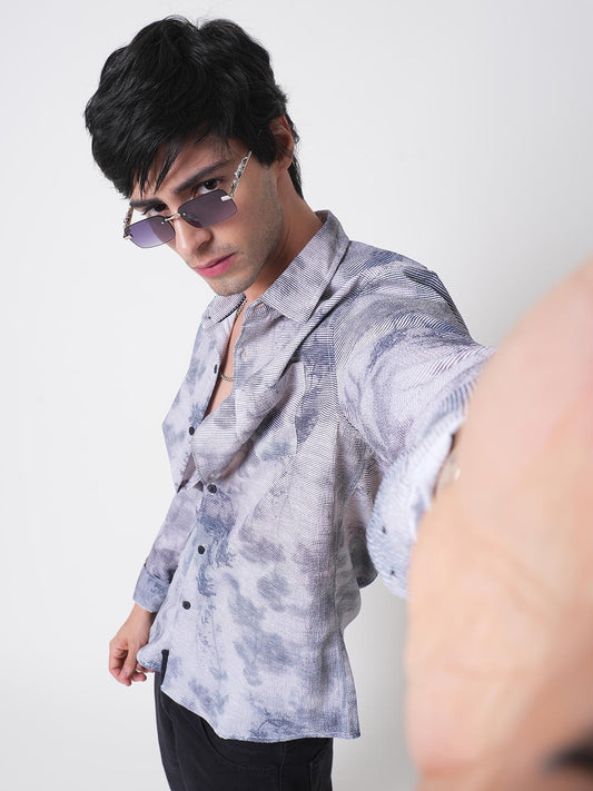 Multicolour Tie & Dye Printed Creased Shirt