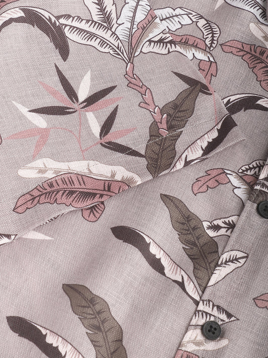 Grey Leaf Printed Shirt