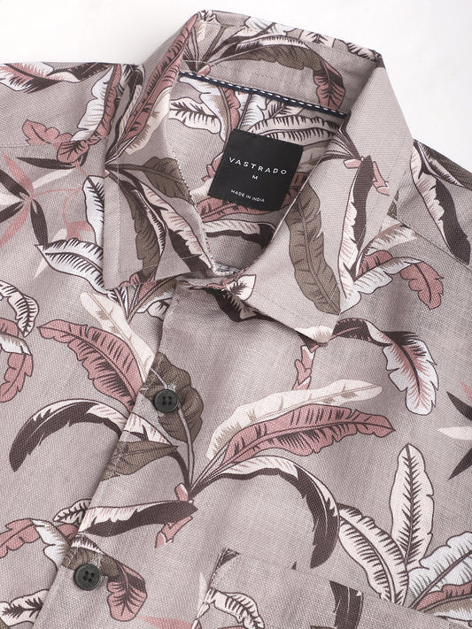 Grey Leaf Printed Shirt
